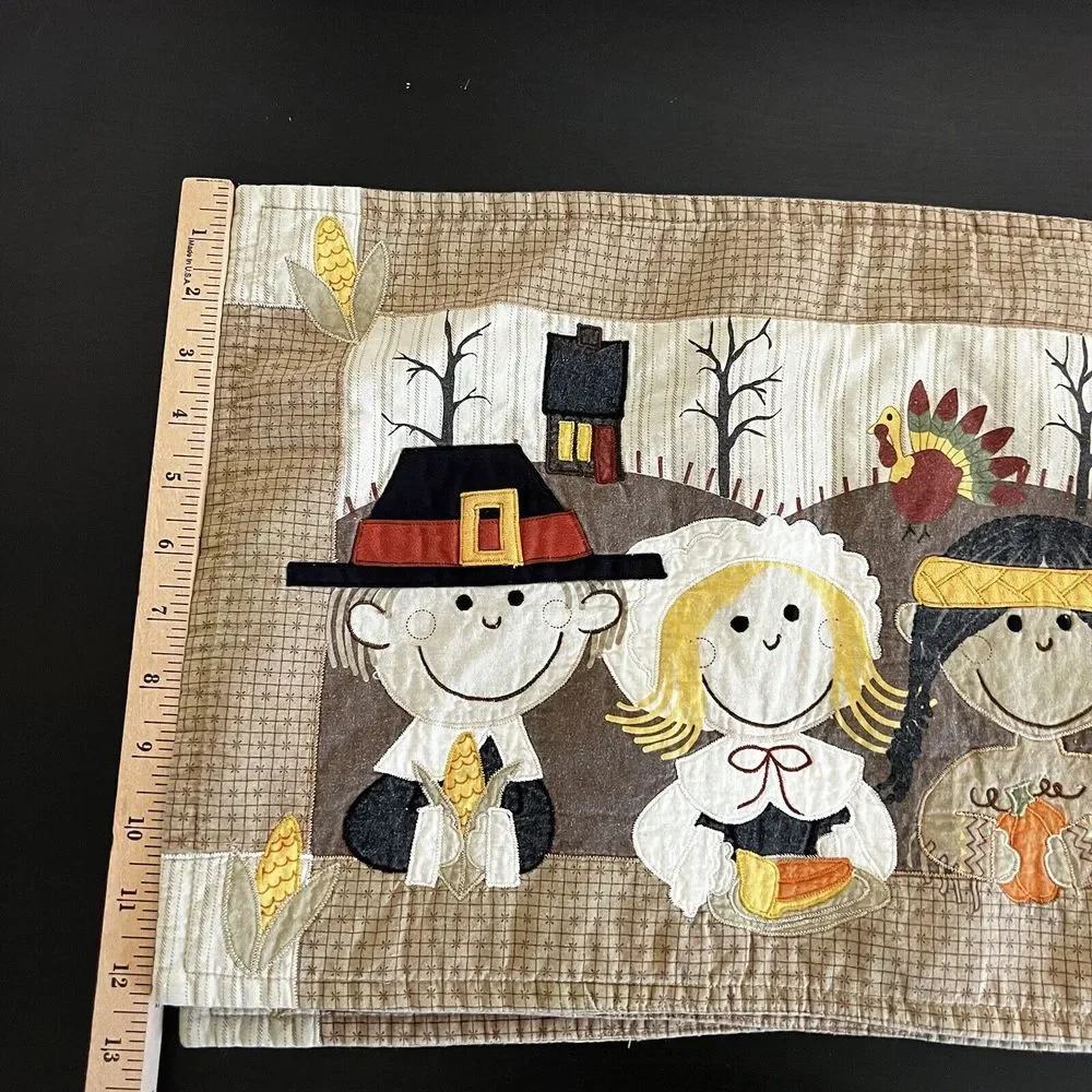 4 Vintage Thanksgiving Placemats Pilgrim Indian‎ Native American Kitschy Cute